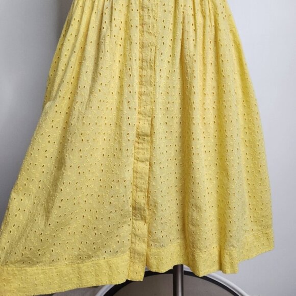 SOLD 🌟 J. Crew Yellow Eyelet Sleeveless Fit and Flair Shirtdress Size 4 - Picture 3 of 16